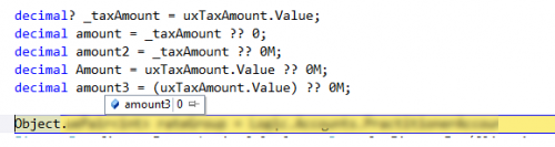 Шагая через код, показывающий значение amount3