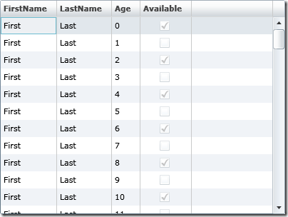 В Silverlight DataGrid С